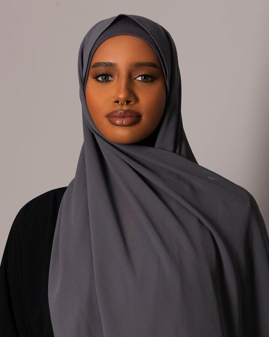 Chiffon Hijab with matching under cap set – Charcoal - Hals and Sals