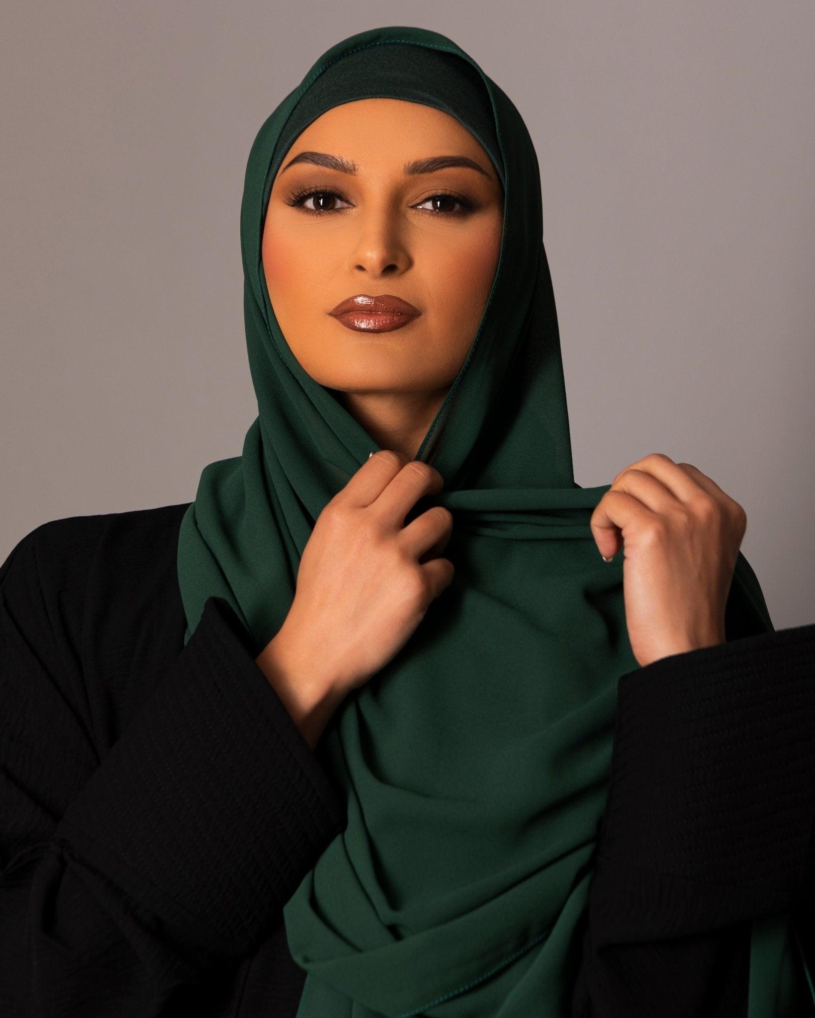 Chiffon Hijab with matching under cap set – Emerald - Hals and Sals