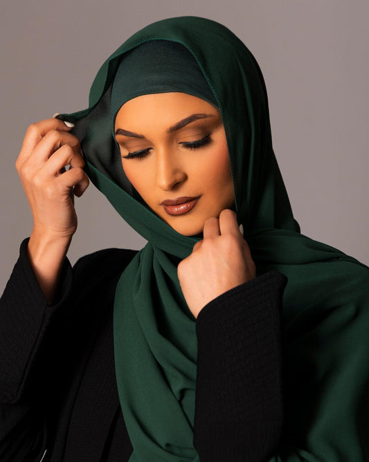 Chiffon Hijab with matching under cap set – Emerald - Hals and Sals
