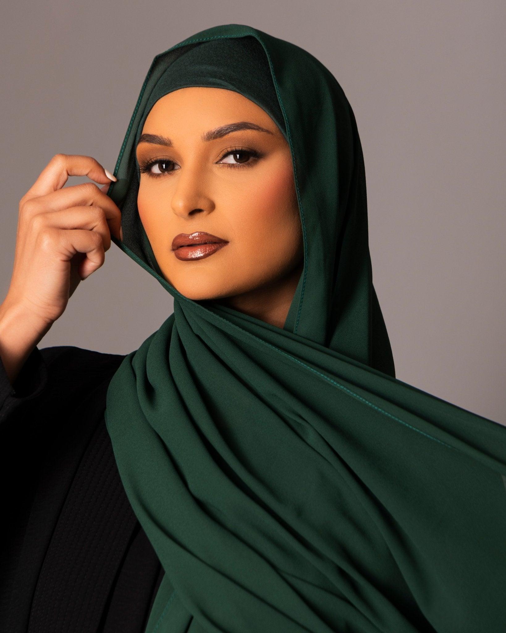 Chiffon Hijab with matching under cap set – Emerald - Hals and Sals