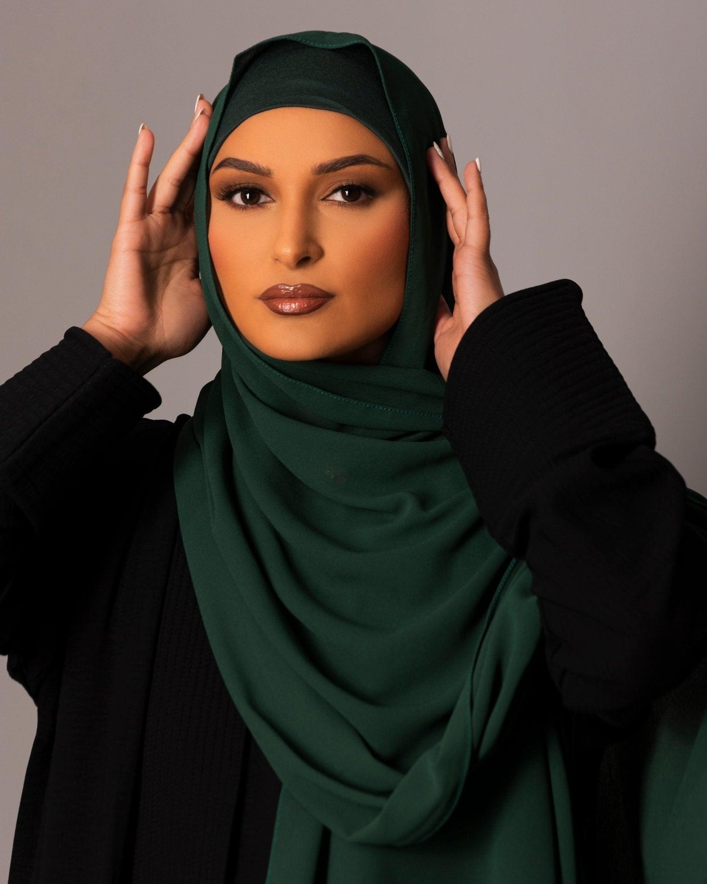 Chiffon Hijab with matching under cap set – Emerald - Hals and Sals