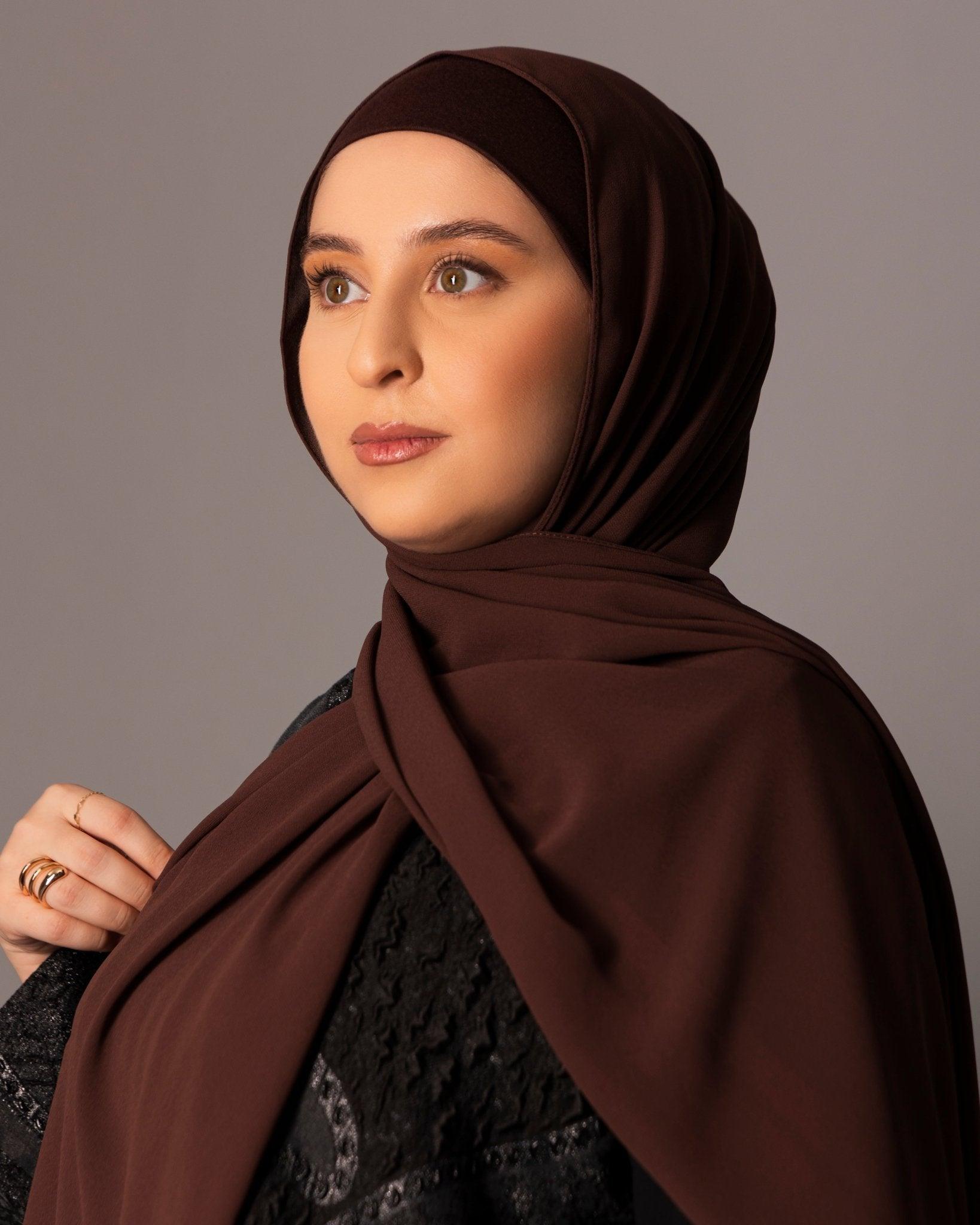 Chiffon Hijab with matching under cap set – Mahogany - Hals and Sals