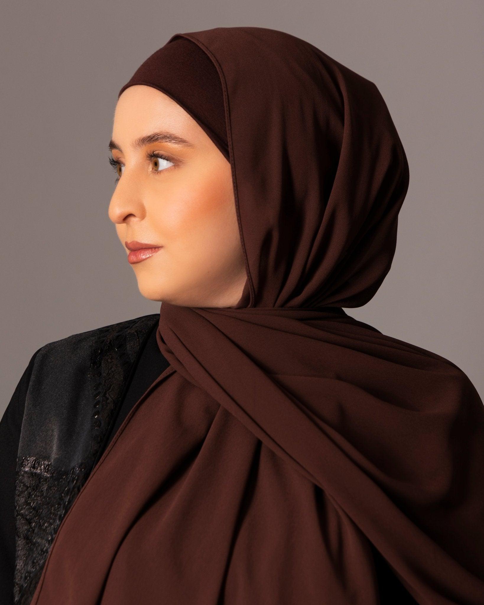 Chiffon Hijab with matching under cap set – Mahogany - Hals and Sals