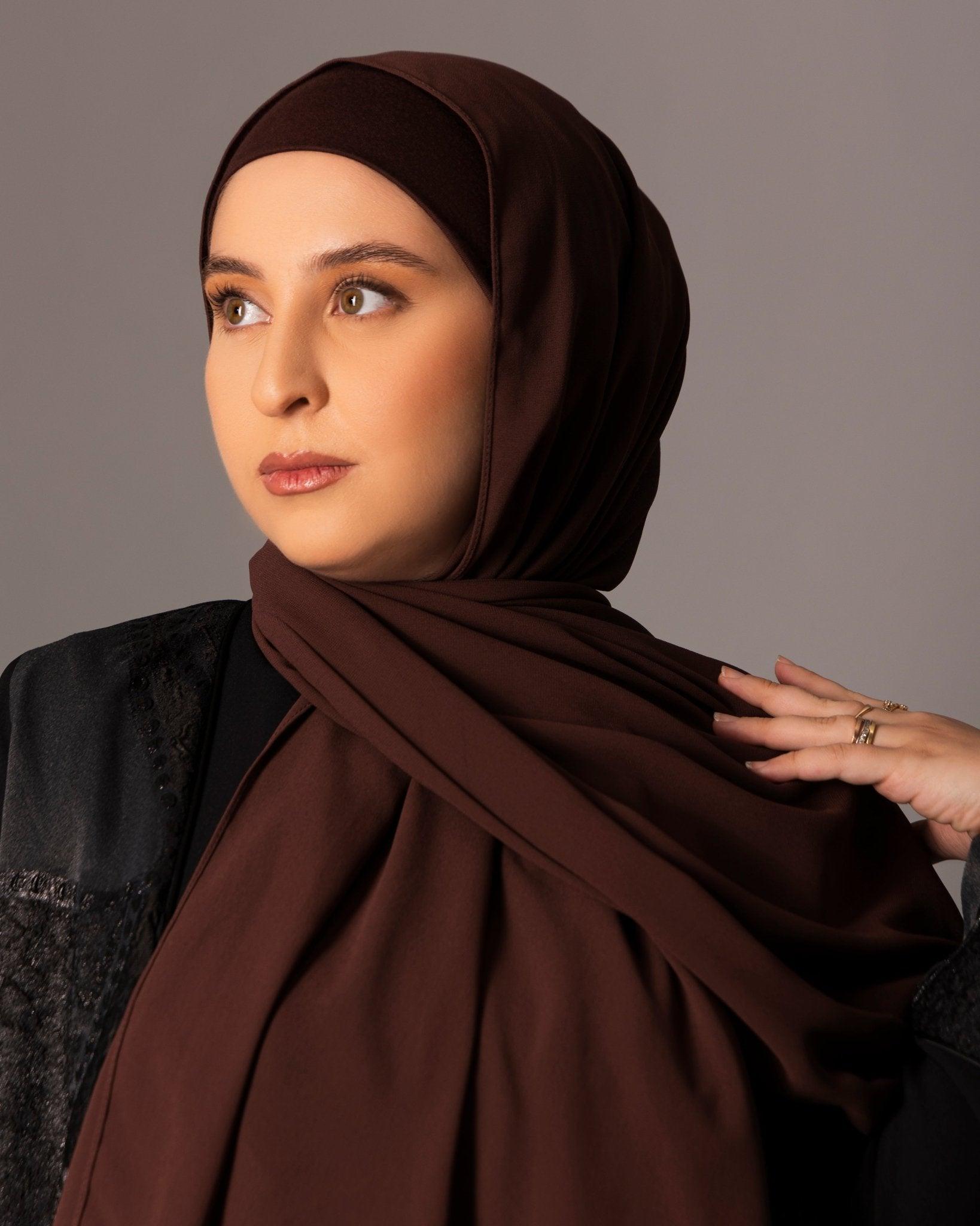 Chiffon Hijab with matching under cap set – Mahogany - Hals and Sals