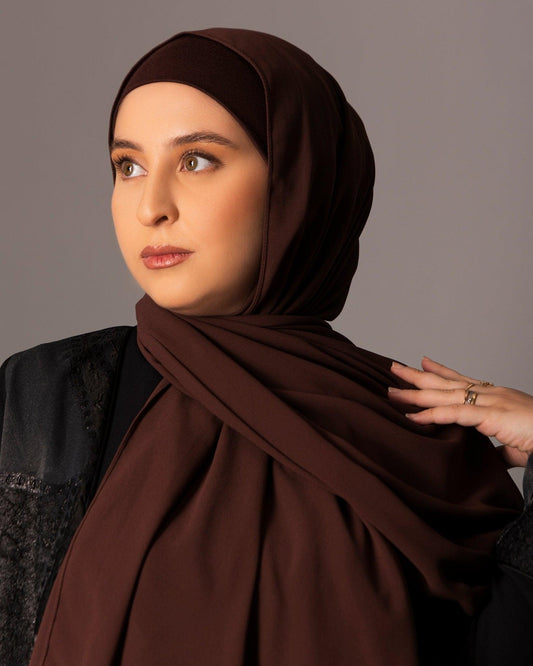 Chiffon Hijab with matching under cap set – Mahogany - Hals and Sals