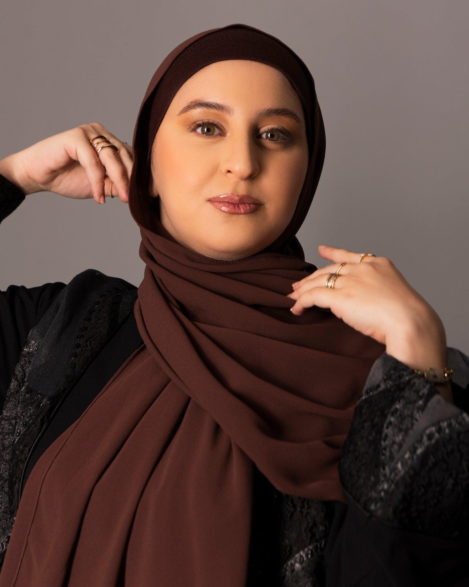 Chiffon Hijab with matching under cap set – Mahogany - Hals and Sals