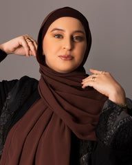 Chiffon Hijab with matching under cap set – Mahogany - Hals and Sals