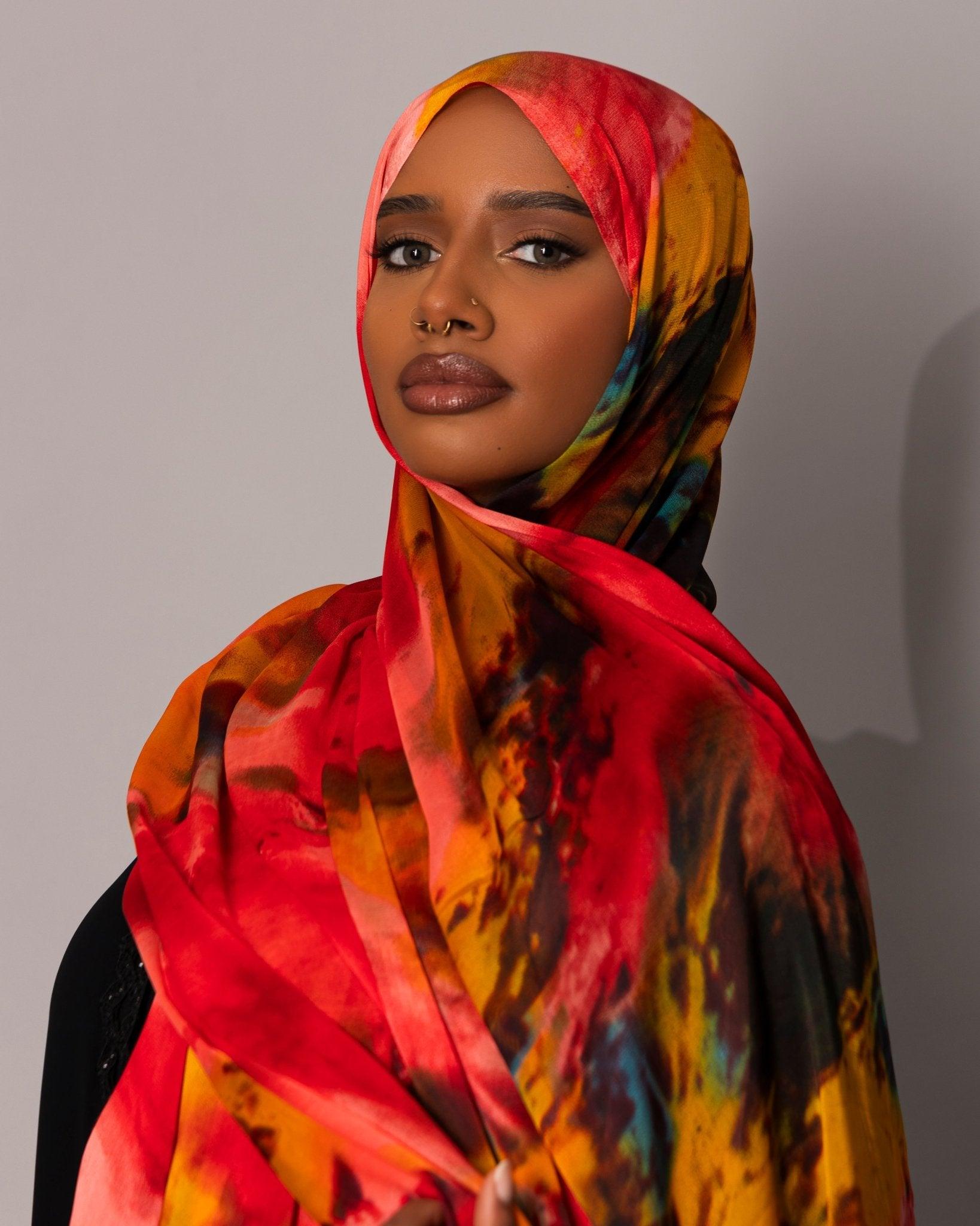 Printed Chiffon Hijab – Marble spring - Hals and Sals