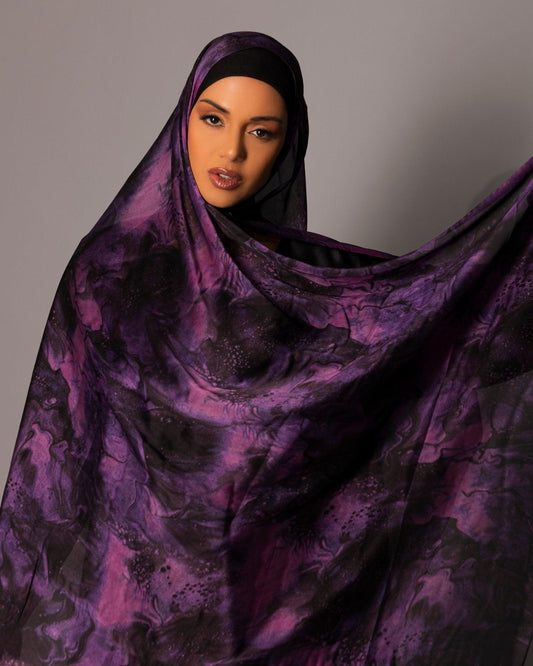 Printed Chiffon Hijab – Marble Amethyst - Hals and Sals