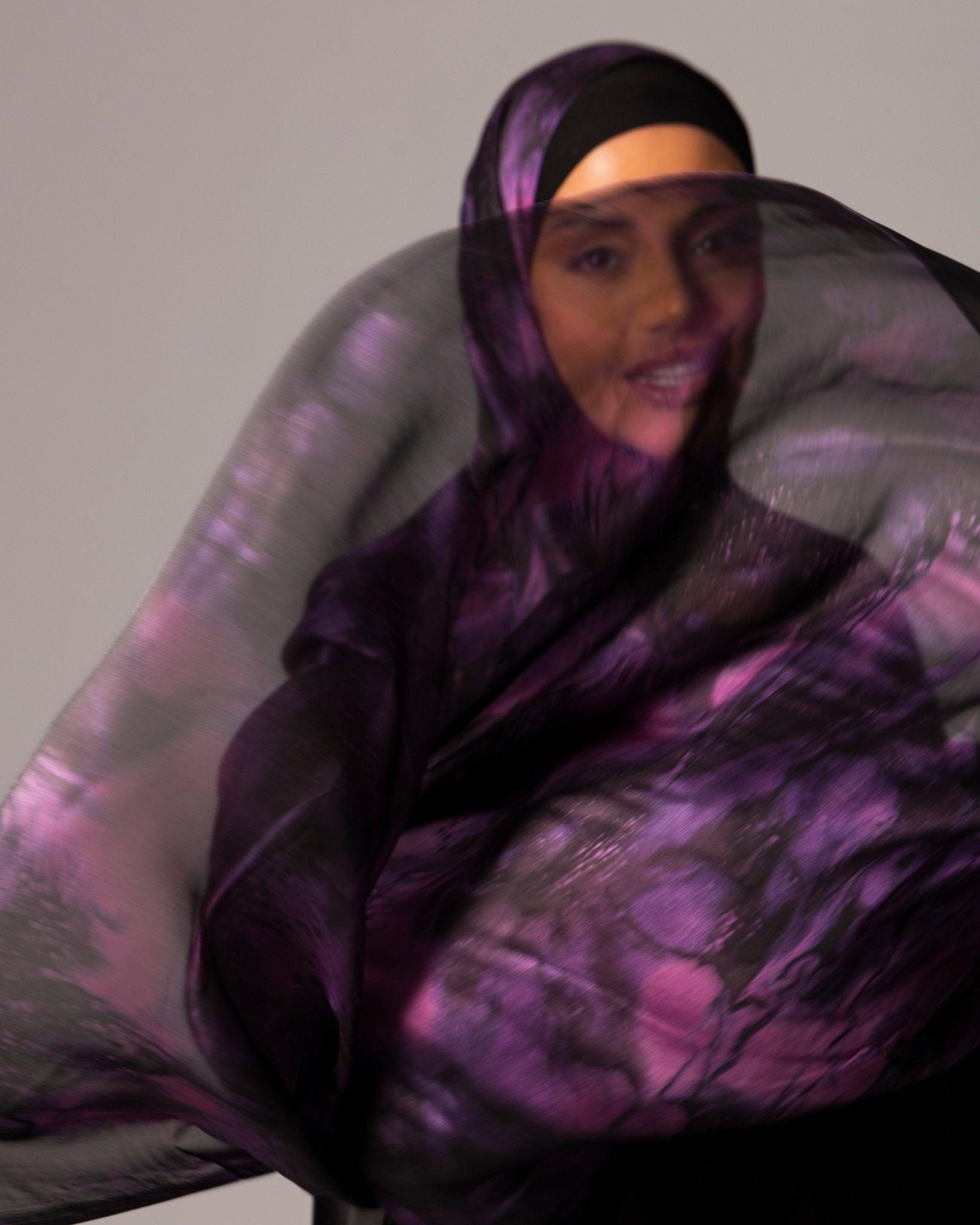 Printed Chiffon Hijab – Marble Amethyst - Hals and Sals