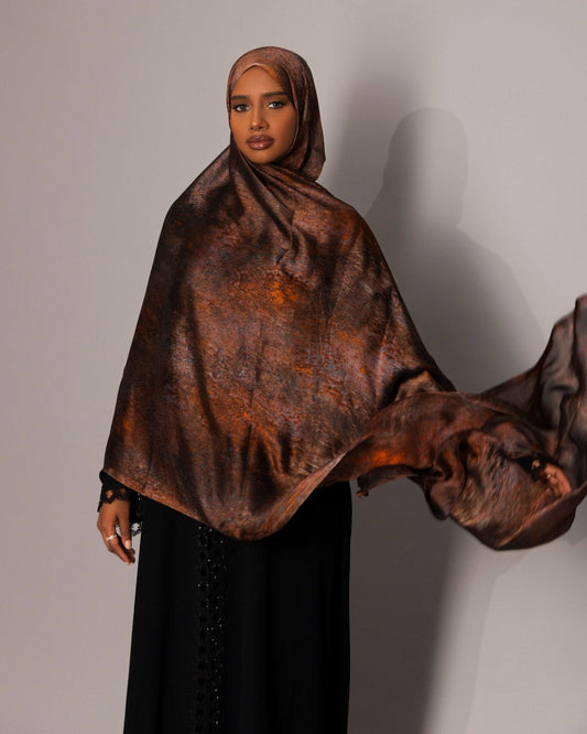 Printed Chiffon Hijab – Aged copper - Hals and Sals
