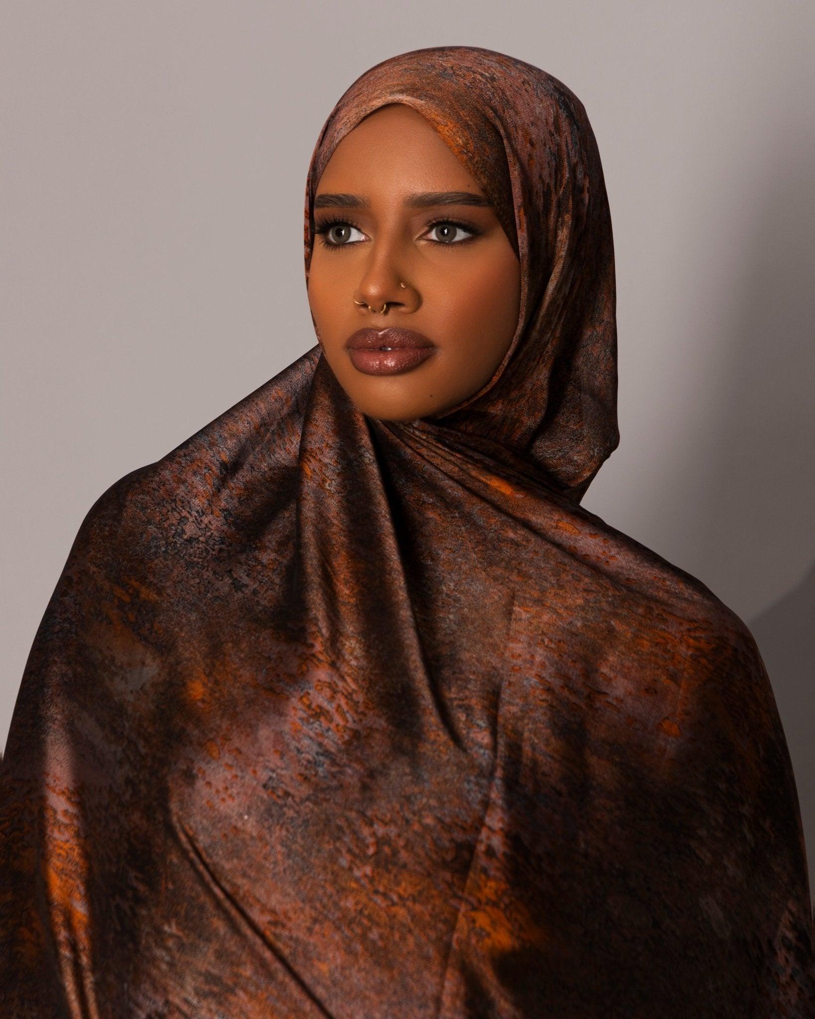 Printed Chiffon Hijab – Aged copper - Hals and Sals