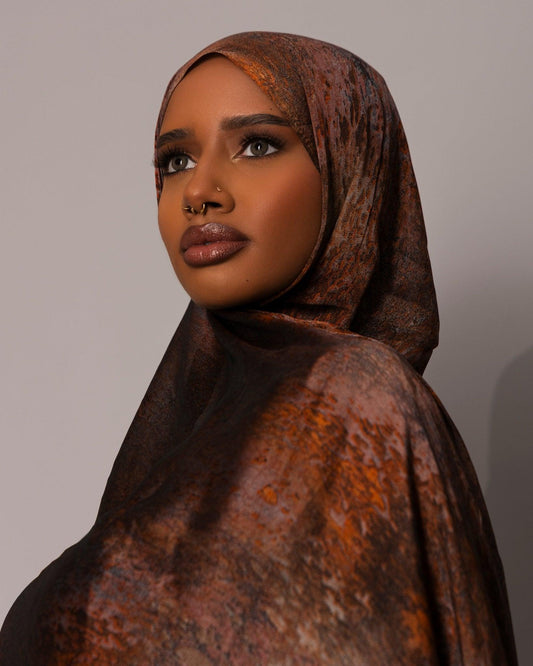 Printed Chiffon Hijab – Aged copper - Hals and Sals