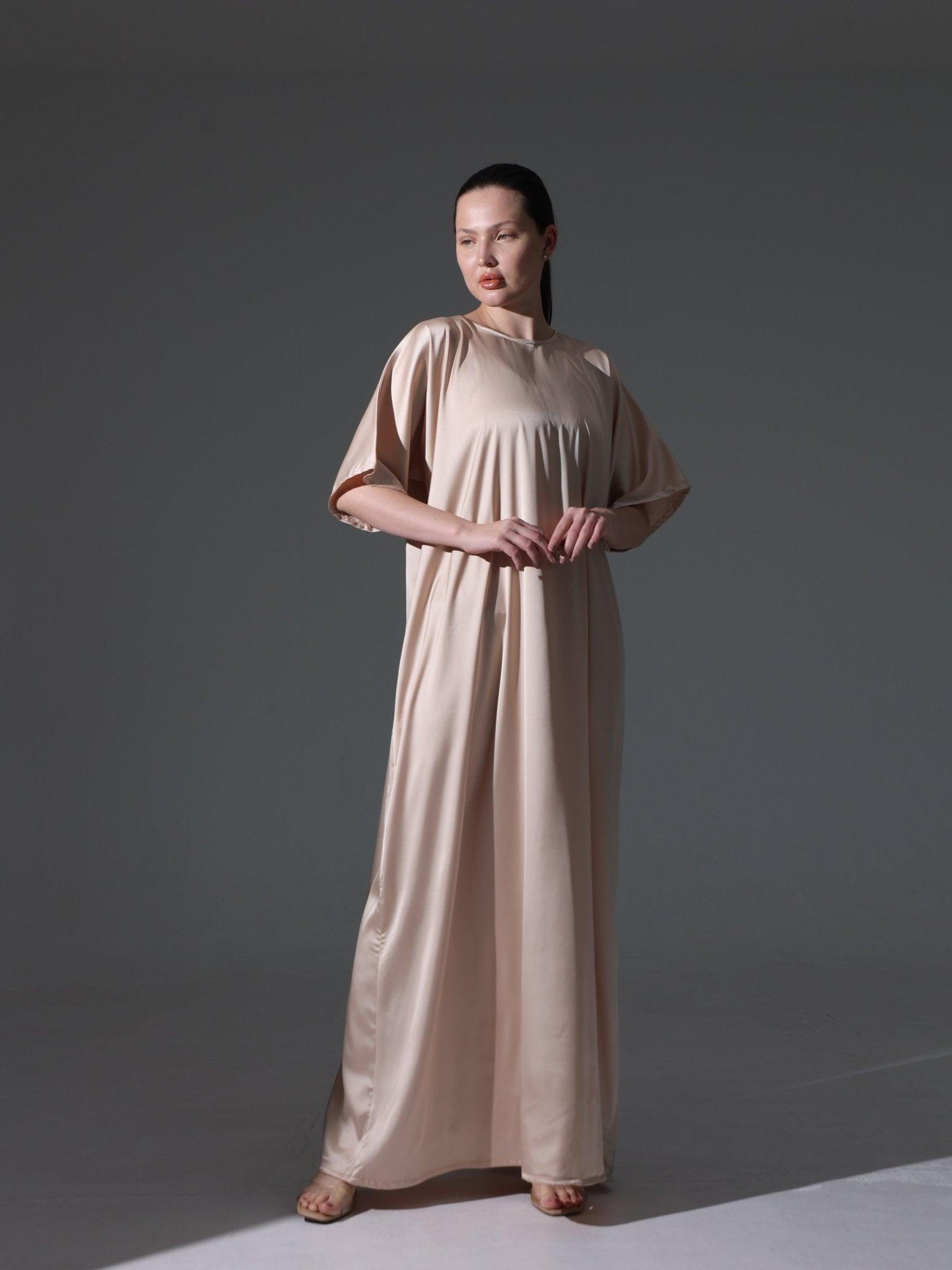 Silk Abaya Inner Slip Dress - Versatile Neutral - Hals and Sals