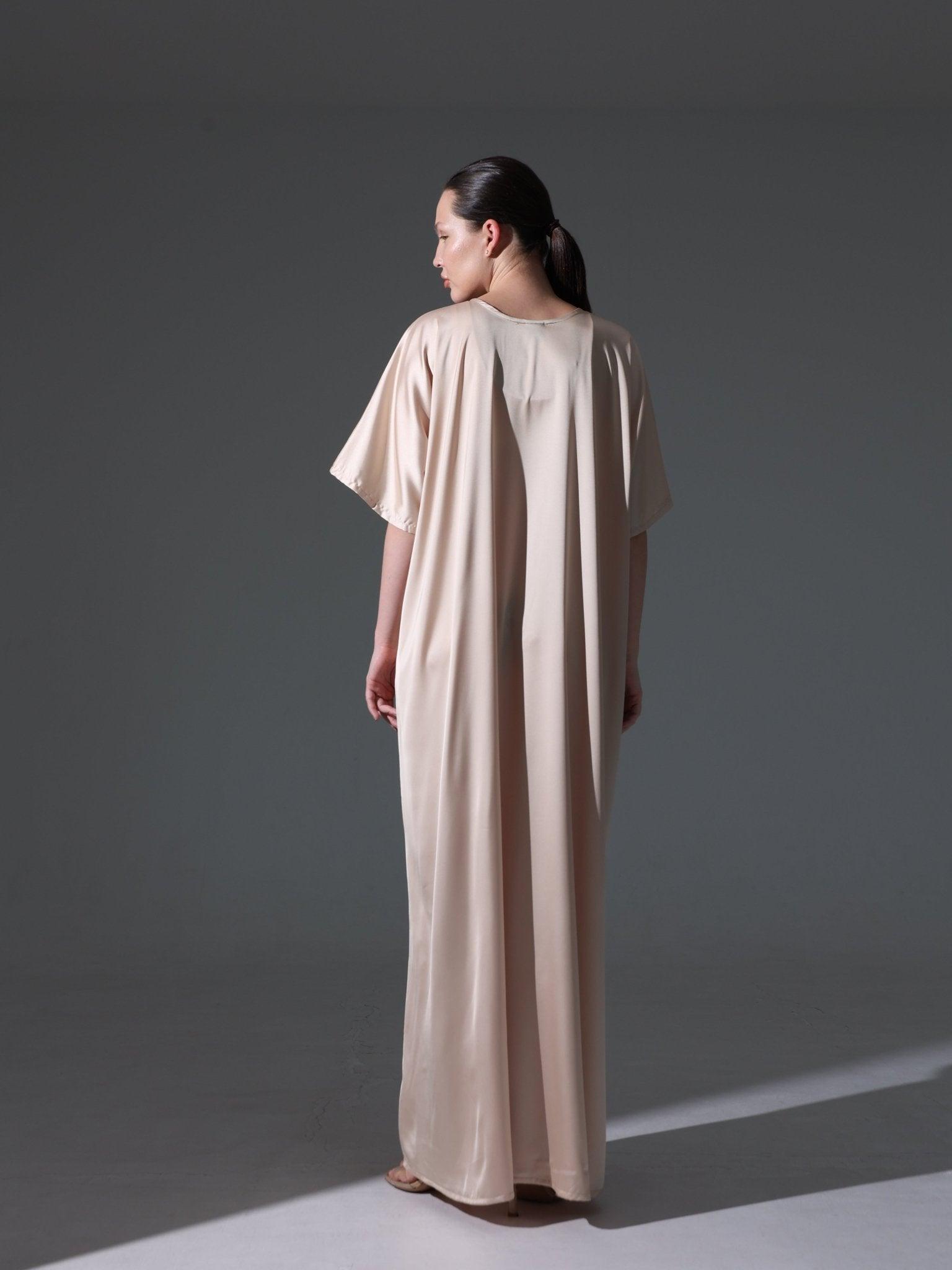 Silk Abaya Inner Slip Dress - Versatile Neutral - Hals and Sals