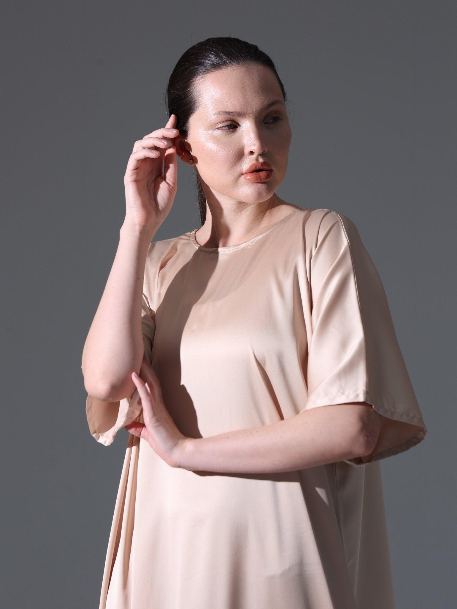 Silk Abaya Inner Slip Dress - Versatile Neutral - Hals and Sals