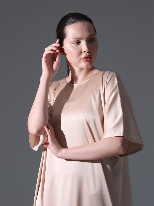 Silk Abaya Inner Slip Dress - Versatile Neutral - Hals and Sals