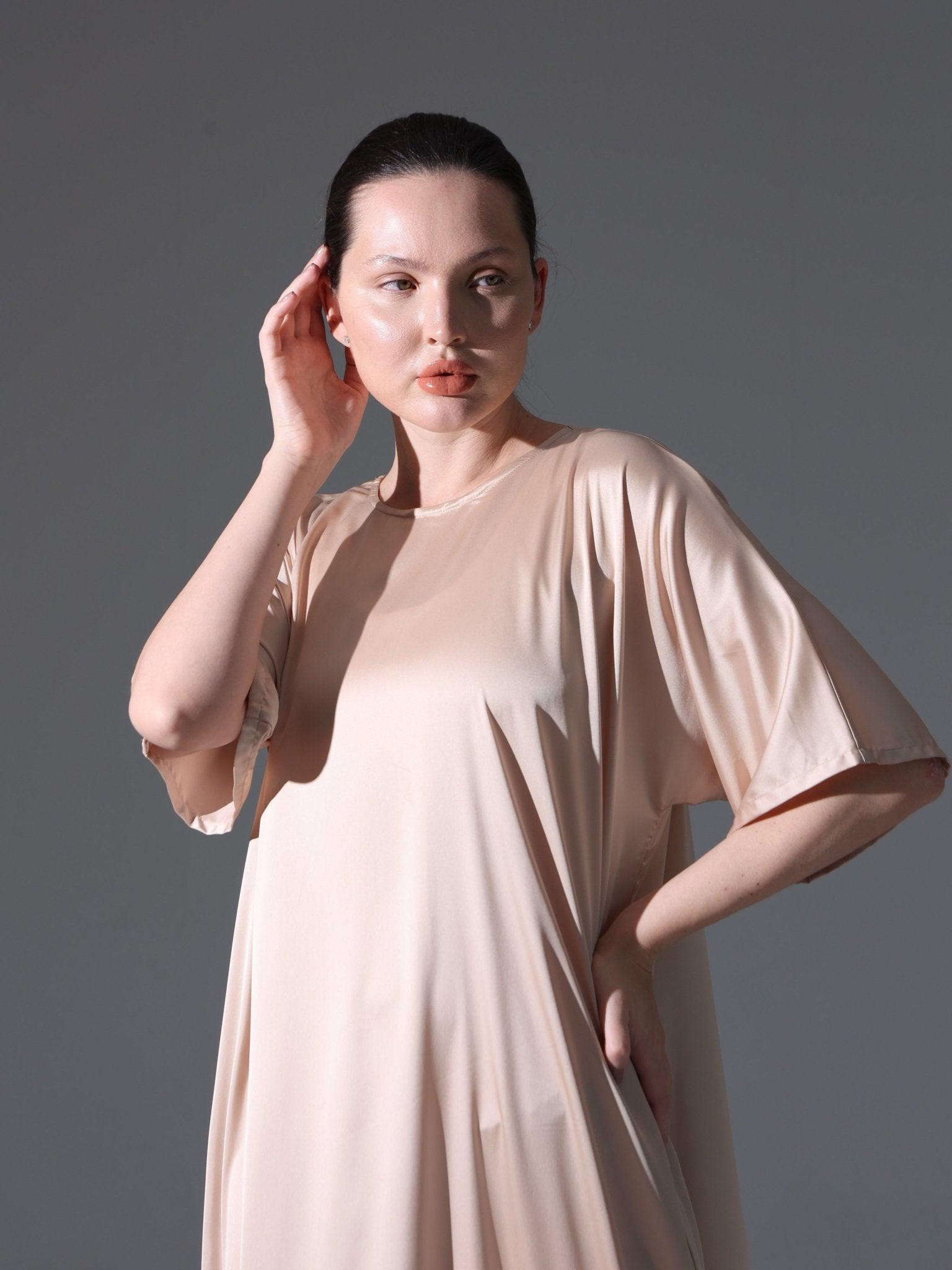 Silk Abaya Inner Slip Dress - Versatile Neutral - Hals and Sals