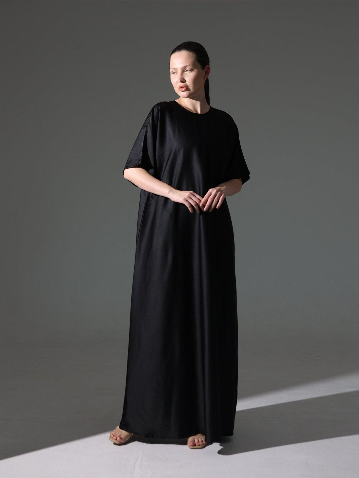 Silk Abaya Inner Slip Dress - Classic Black - Hals and Sals