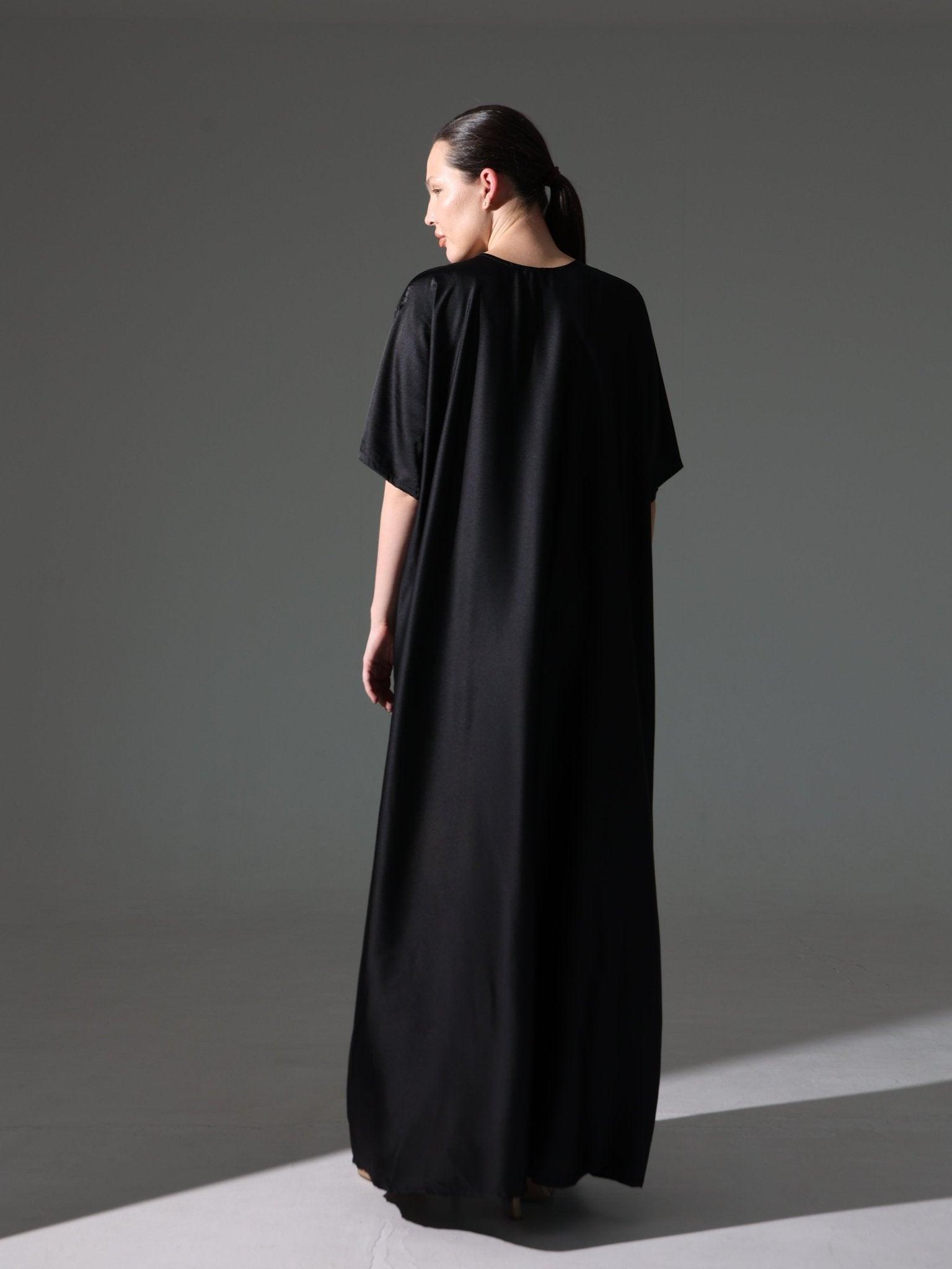 Silk Abaya Inner Slip Dress - Classic Black - Hals and Sals