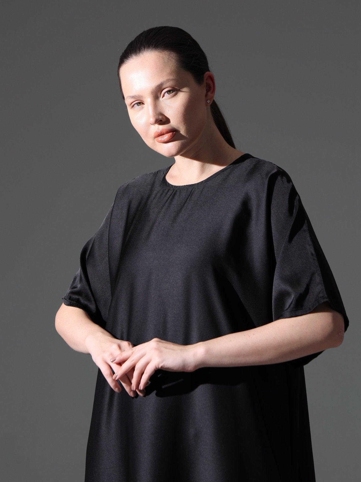 Silk Abaya Inner Slip Dress - Classic Black - Hals and Sals