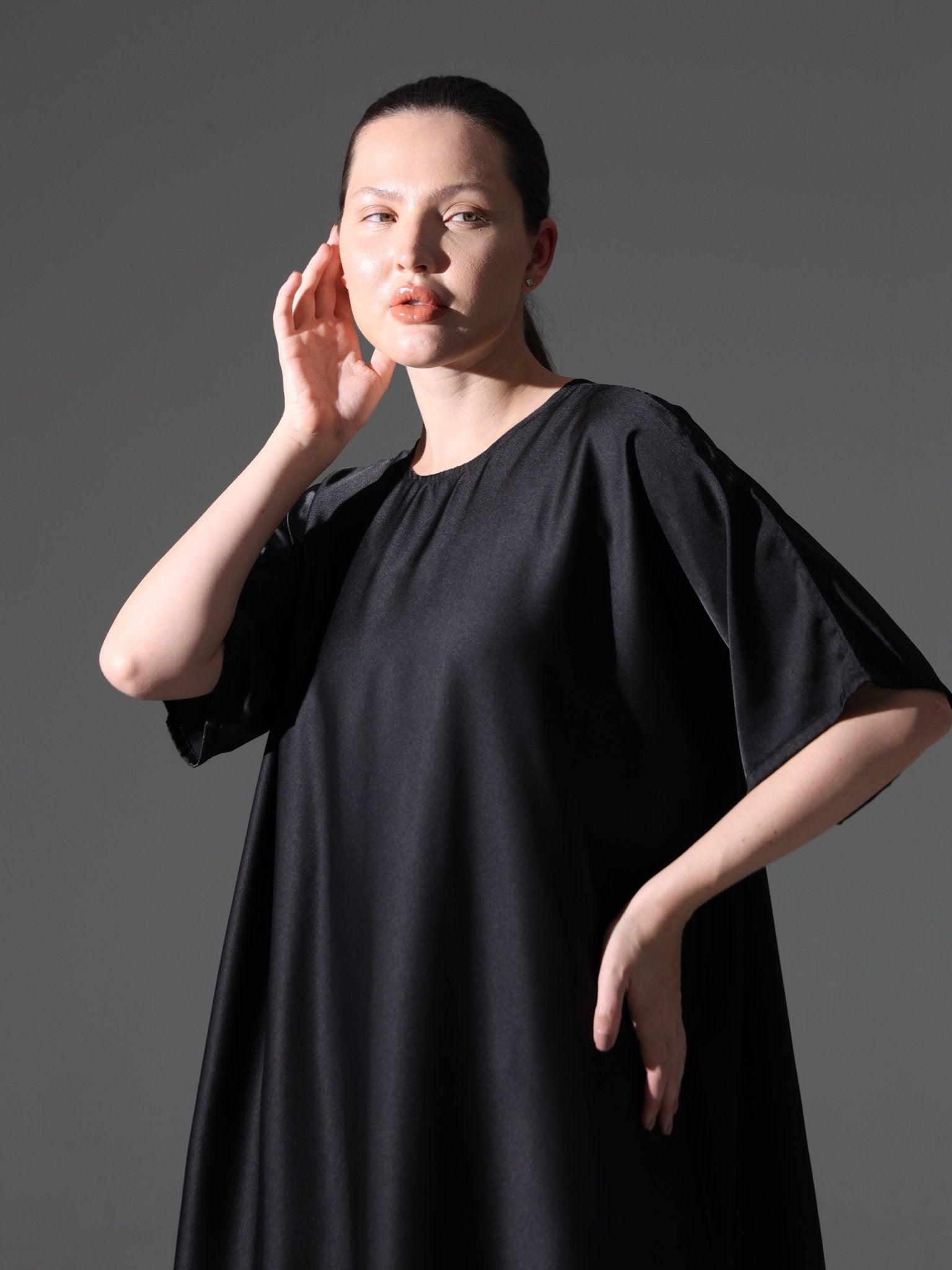 Silk Abaya Inner Slip Dress - Classic Black - Hals and Sals