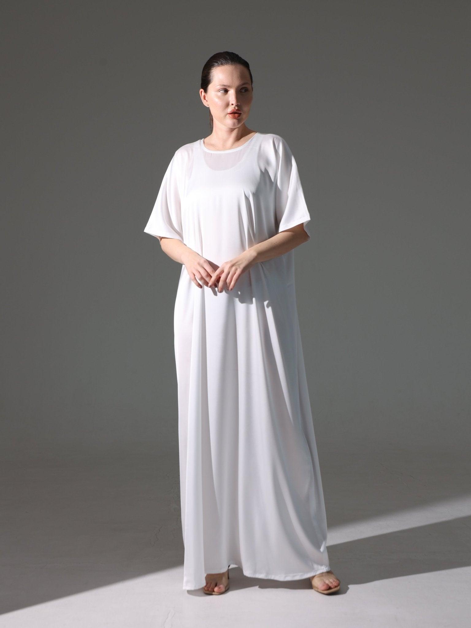 Silk Abaya Inner Slip Dress - Elegant Ivory - Hals and Sals