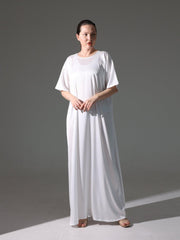 Silk Abaya Inner Slip Dress - Elegant Ivory - Hals and Sals