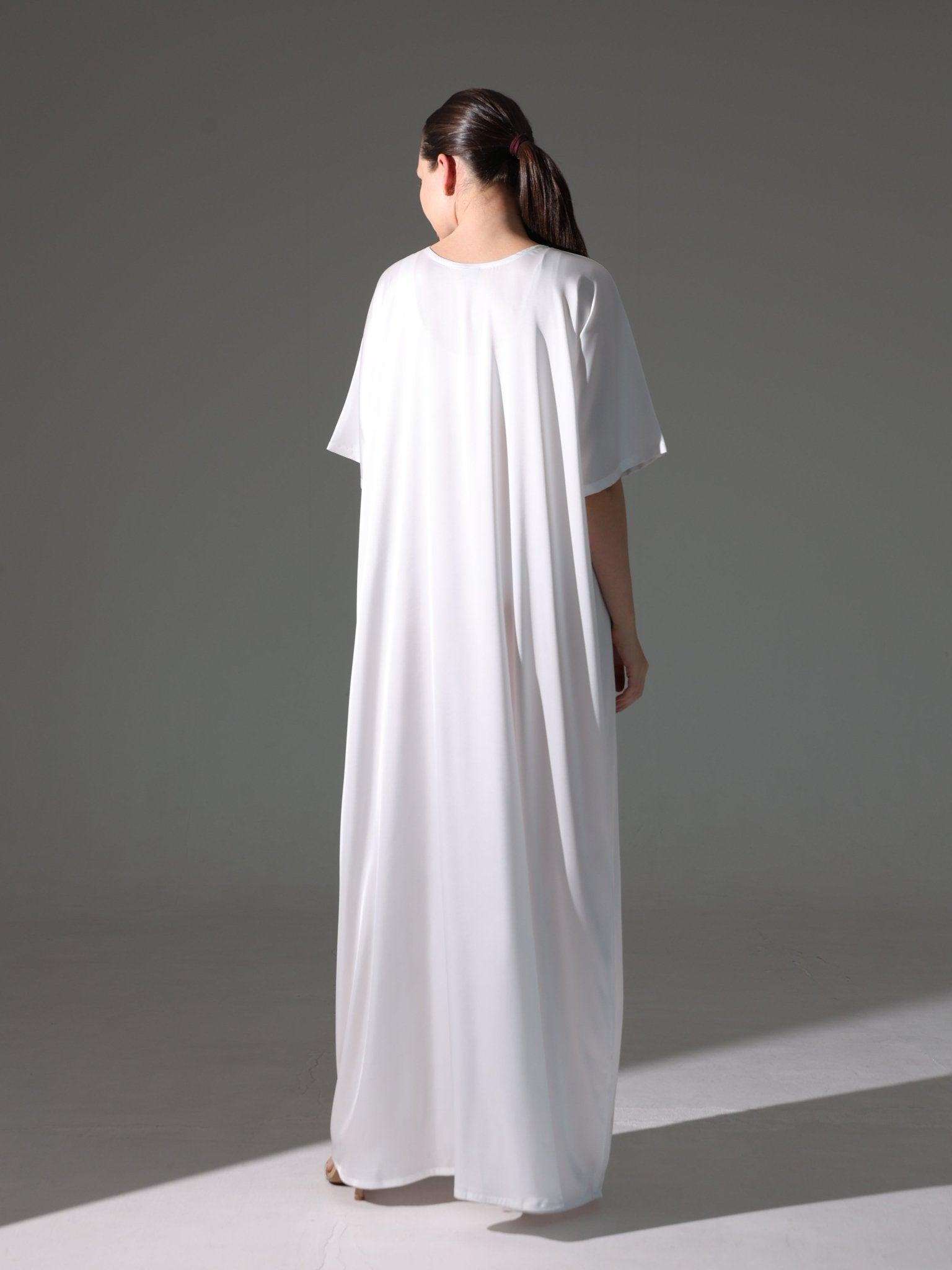 Silk Abaya Inner Slip Dress - Elegant Ivory - Hals and Sals