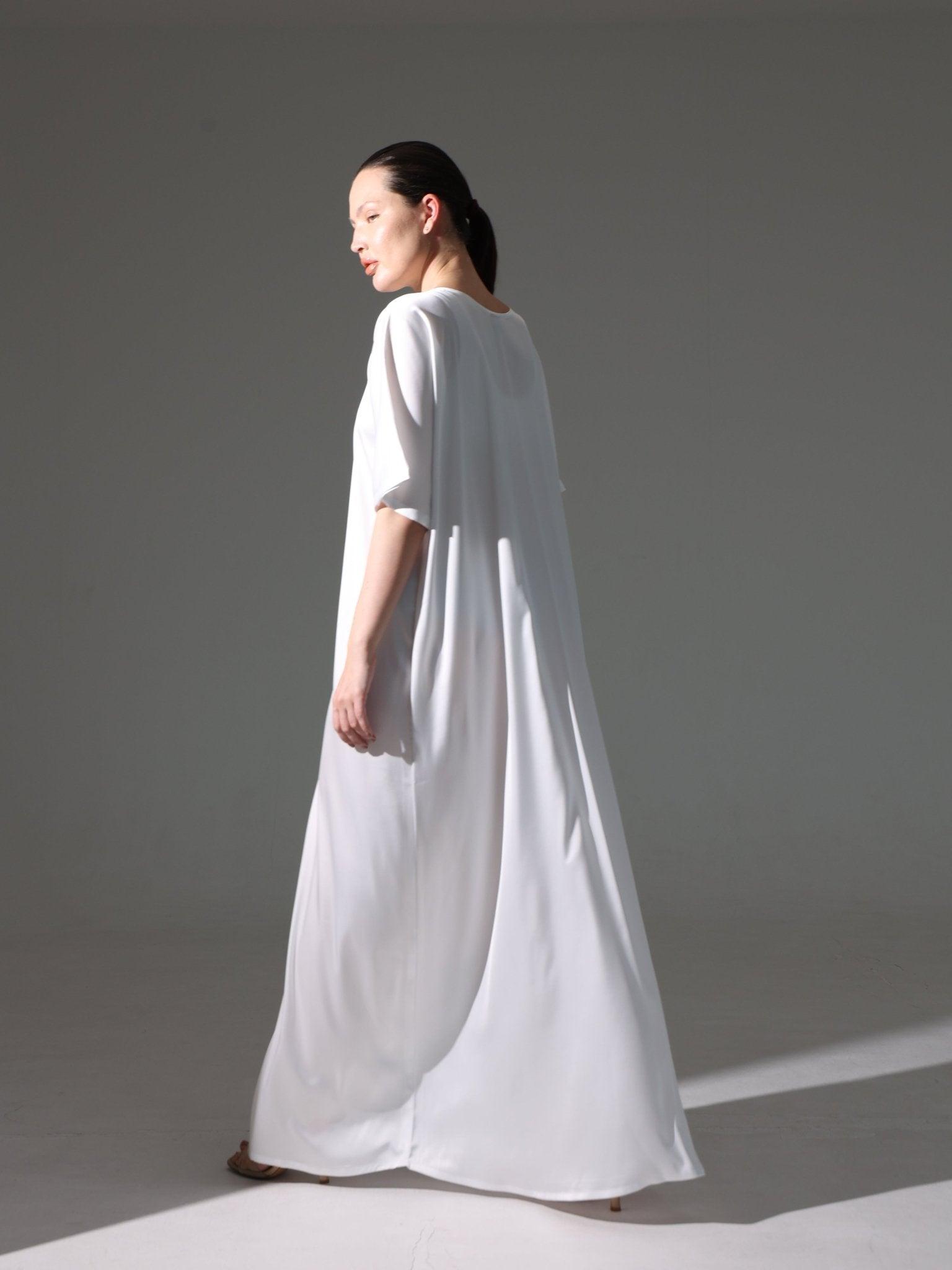 Silk Abaya Inner Slip Dress - Elegant Ivory - Hals and Sals