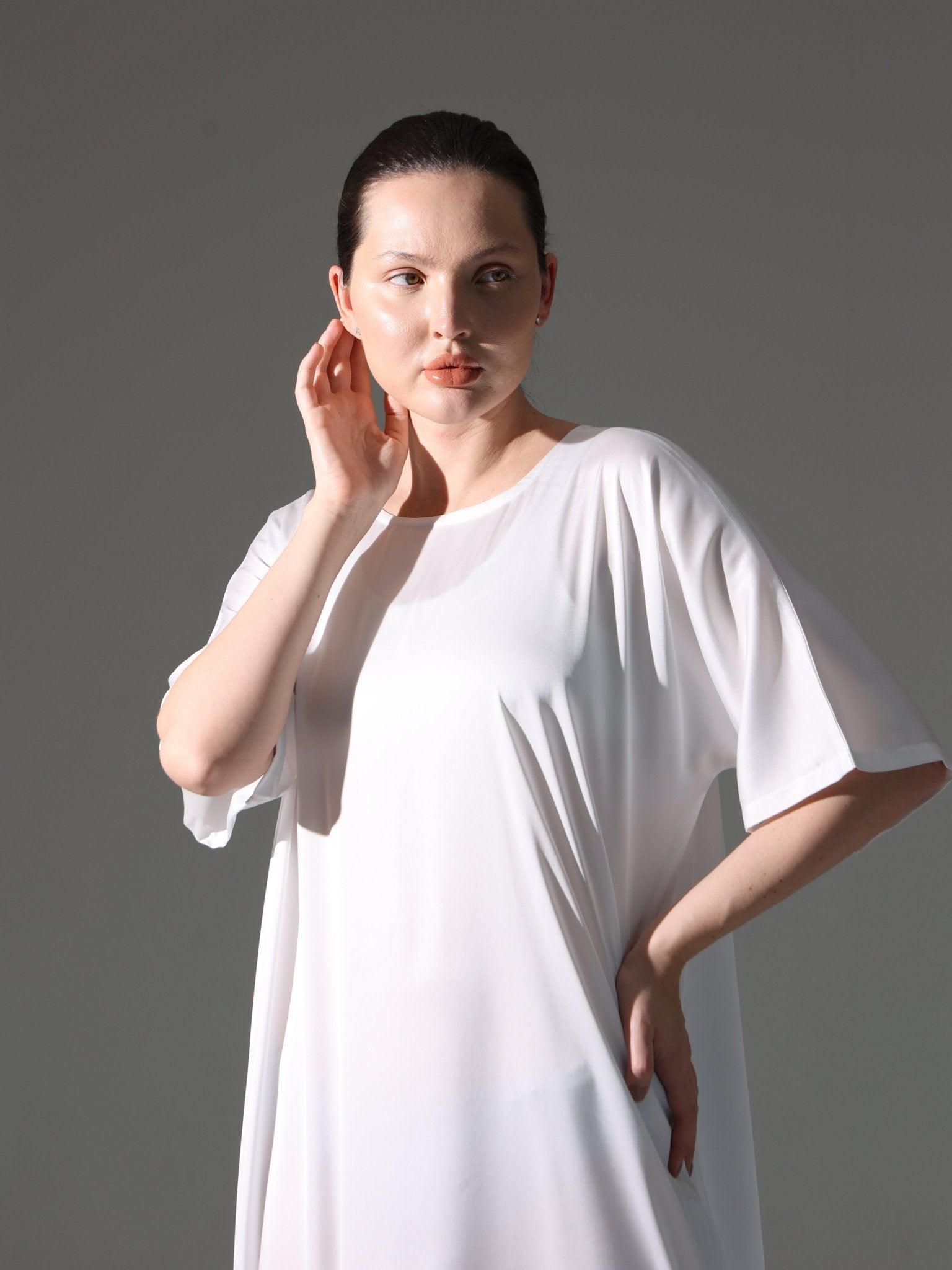 Silk Abaya Inner Slip Dress Elegant Ivory - Main Image