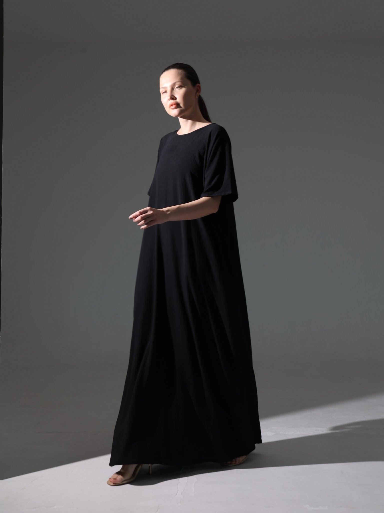 Crepe Abaya Inner Slip Dress - Classic Black - Hals and Sals