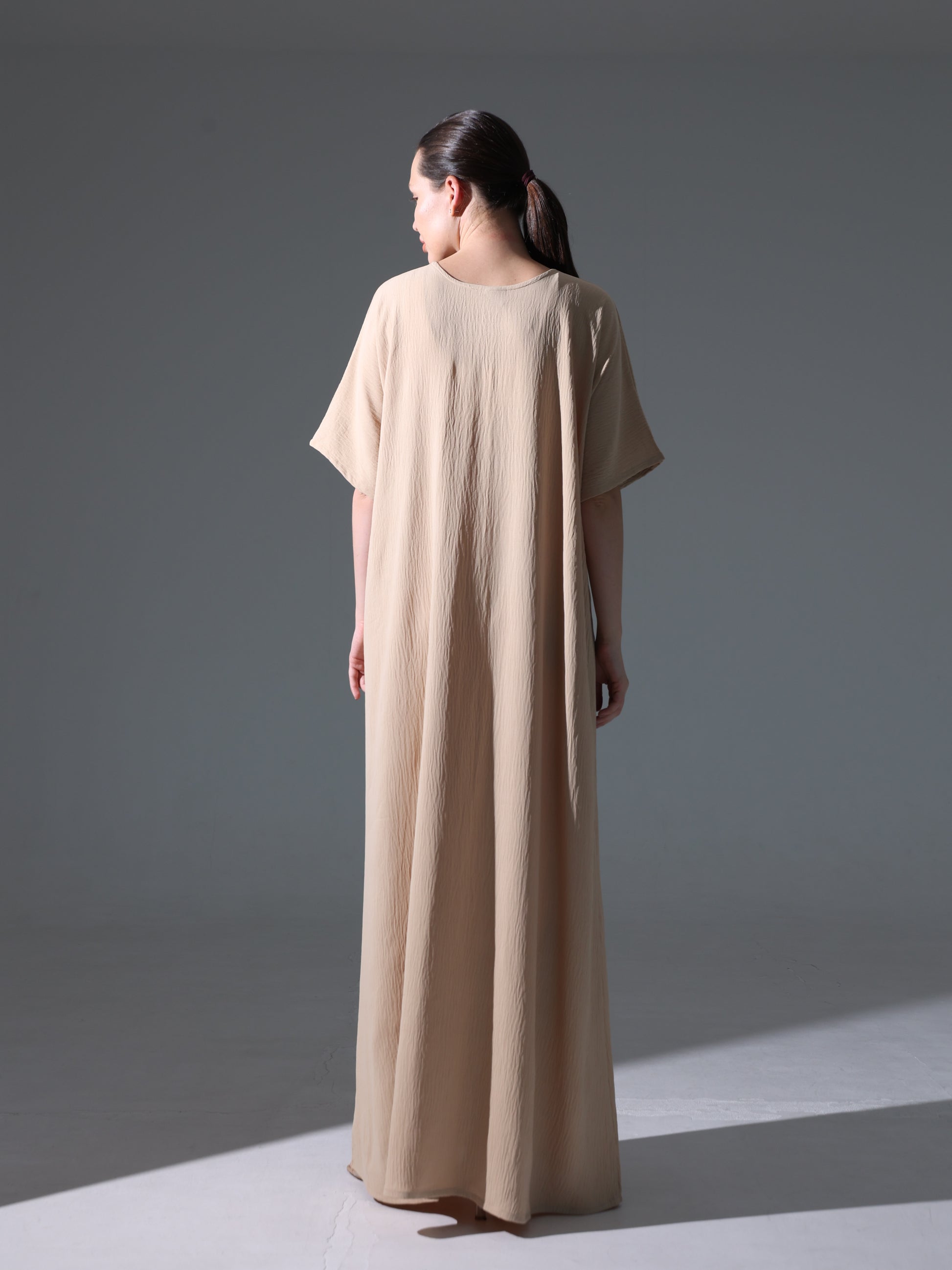Crepe Abaya Inner Slip Dress - Neutral Beige