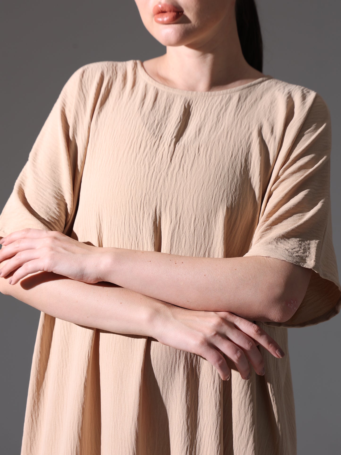 Crepe Abaya Inner Slip Dress - Neutral Beige