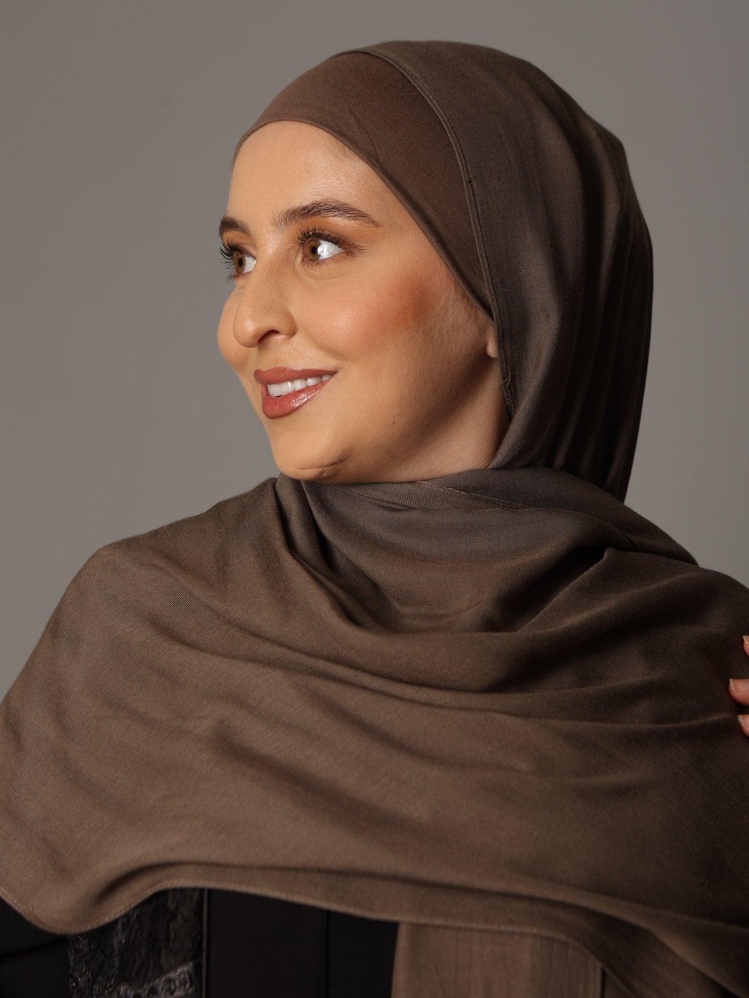 Premium Modal Hijab with matching under cap set - Raw Amber - Hals and Sals