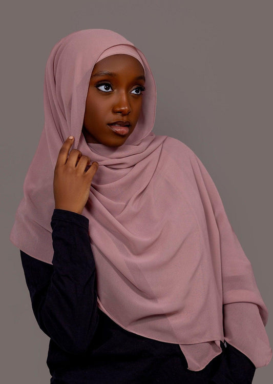 Chiffon Hijab with matching under cap set – Mauve Blush - Hals and Sals