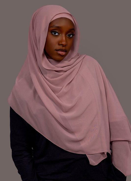 Chiffon Hijab with matching under cap set – Mauve Blush - Hals and Sals