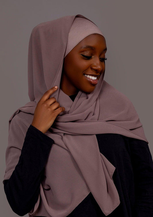 Chiffon Hijab with matching under cap set – Muted Mauve - Hals and Sals