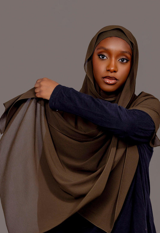 Chiffon Hijab with matching under cap set – Sundown Olive - Hals and Sals