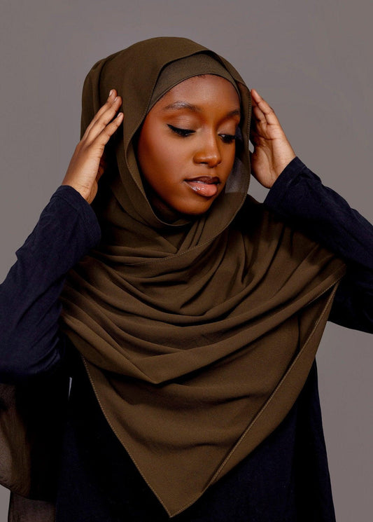 Chiffon Hijab with matching under cap set – Sundown Olive - Hals and Sals