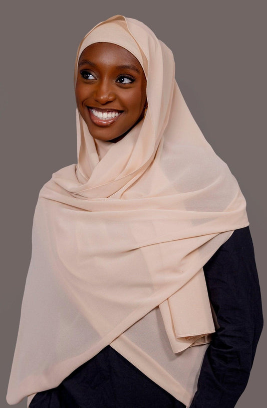 Chiffon Hijab with matching under cap set – Gentle Beige - Hals and Sals