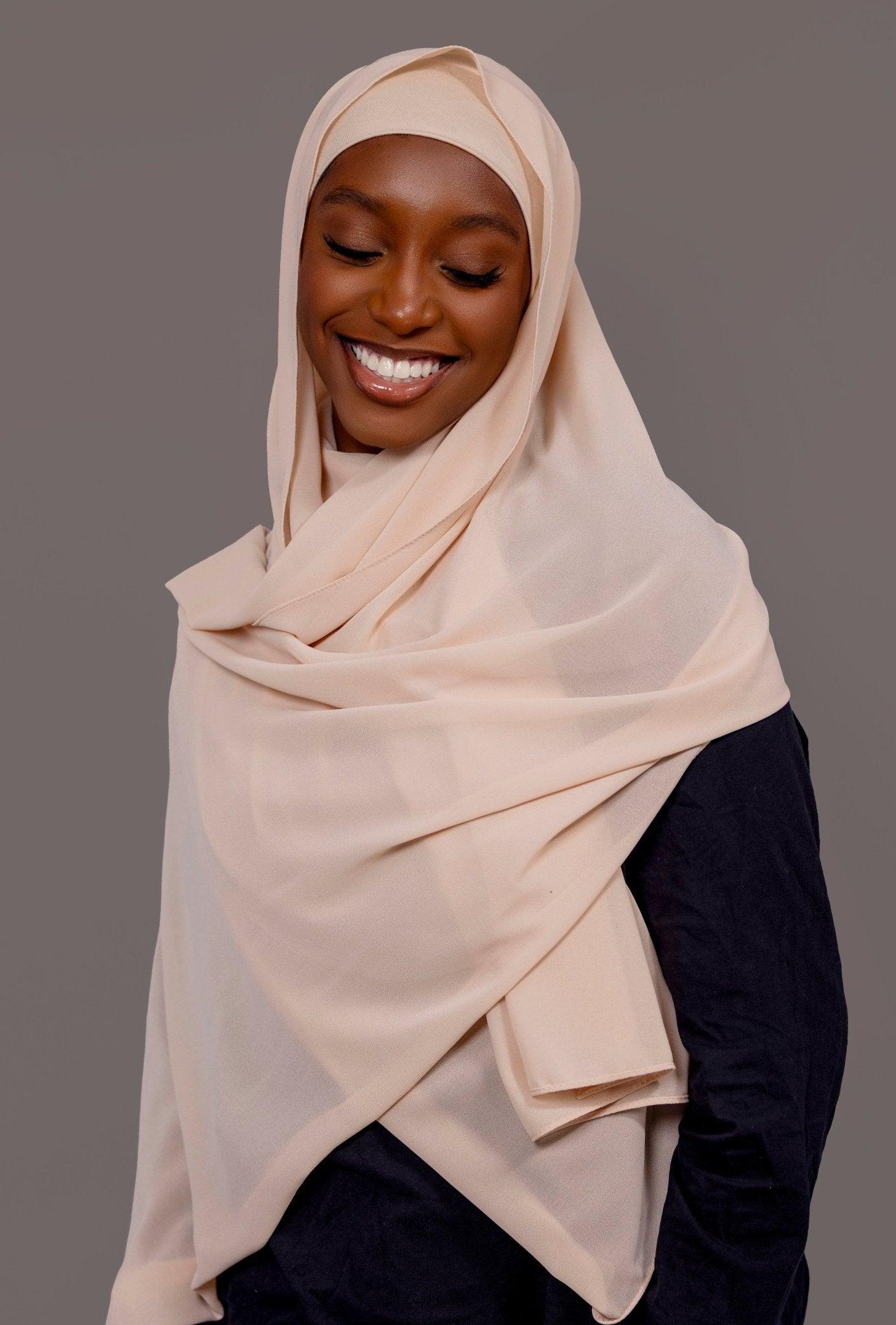 Chiffon Hijab with matching under cap set – Gentle Beige - Hals and Sals