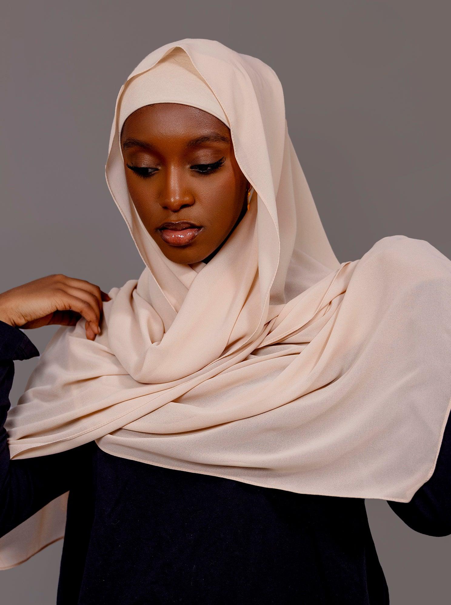 Chiffon Hijab with matching under cap set – Gentle Beige - Hals and Sals