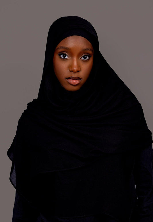 Premium Modal Hijab with matching under cap set – black - Hals and Sals
