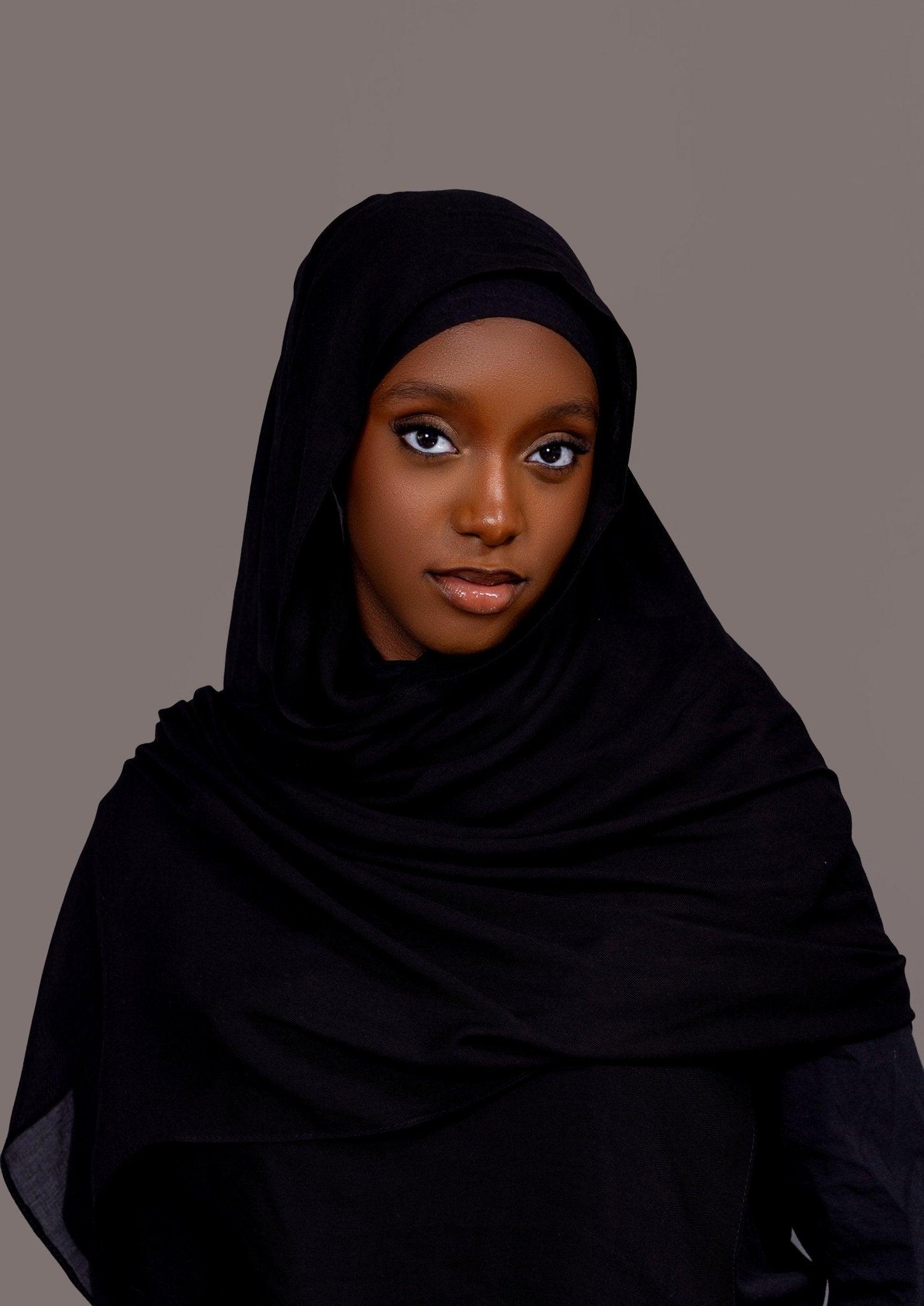 Premium Modal Hijab with matching under cap set – black - Hals and Sals
