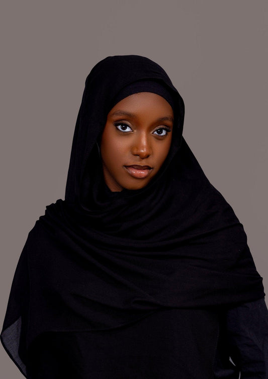 Premium Modal Hijab with matching under cap set – black - Hals and Sals