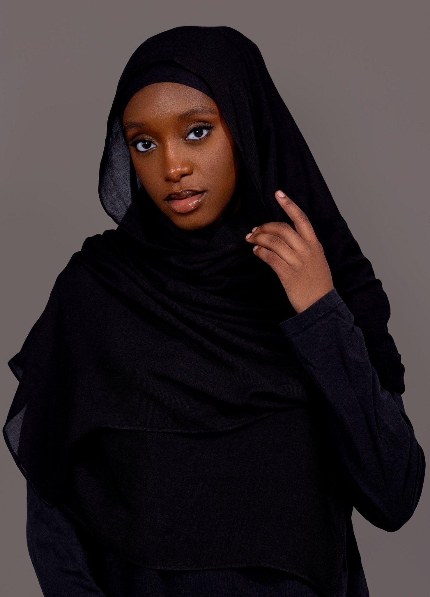 Premium Modal Hijab with matching under cap set – black - Hals and Sals