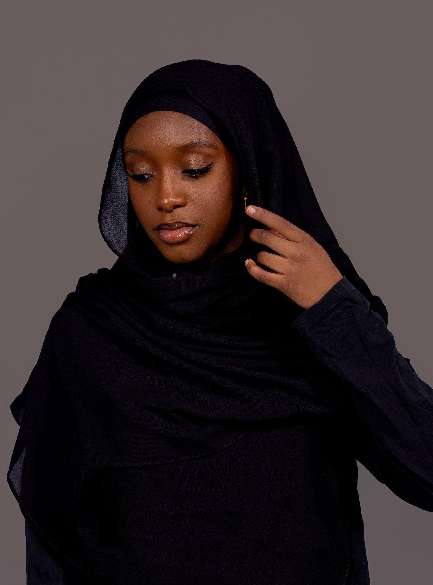 Premium Modal Hijab with matching under cap set – black - Hals and Sals