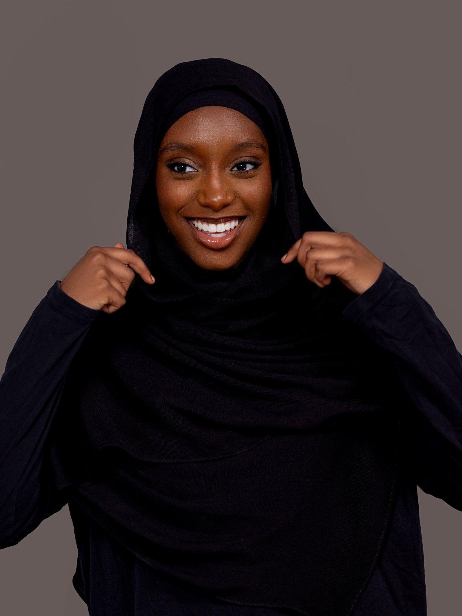 Premium Modal Hijab with matching under cap set – black - Hals and Sals