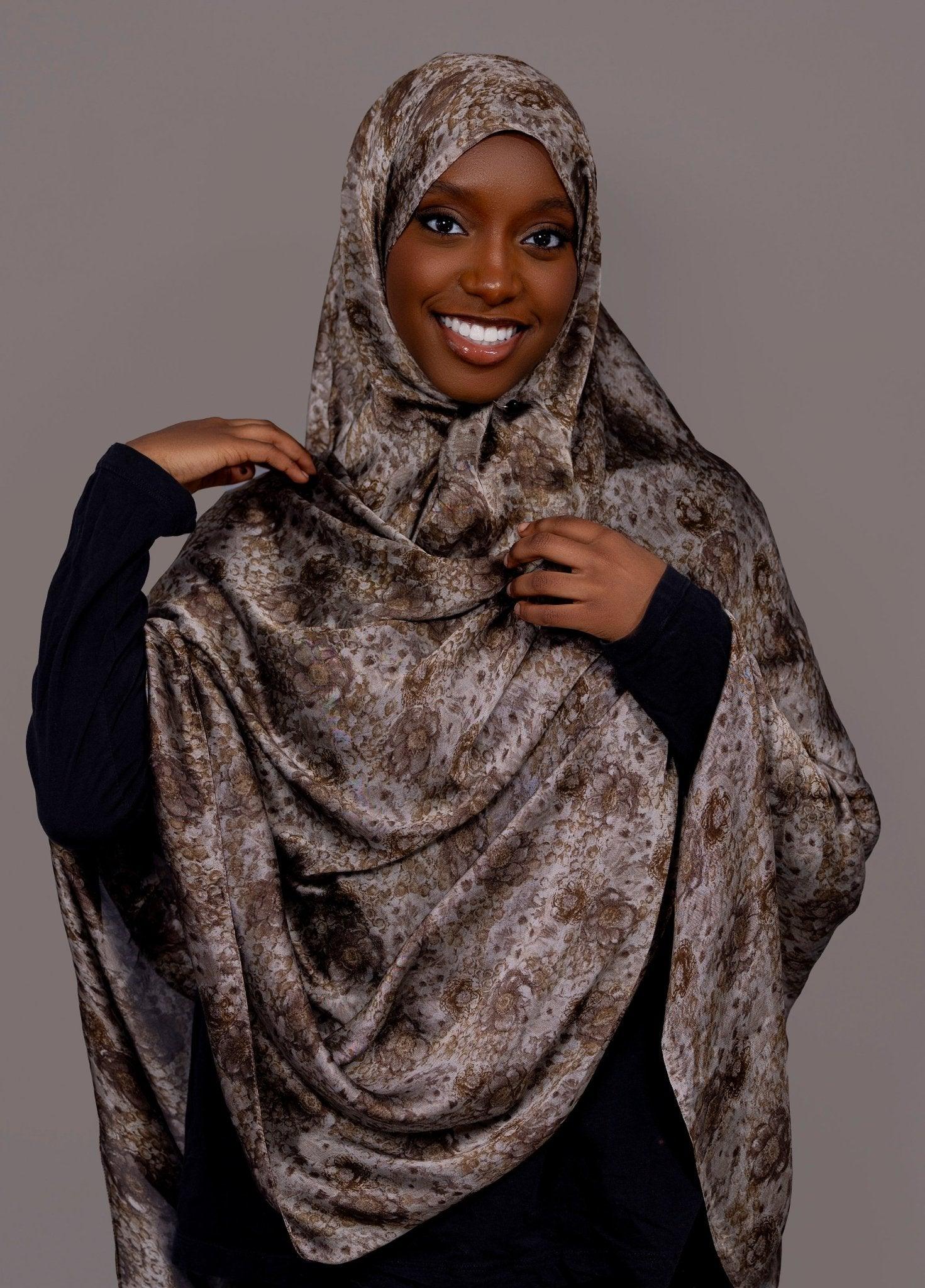 Printed Chiffon Hijab – Pearl Taupe - Hals and Sals